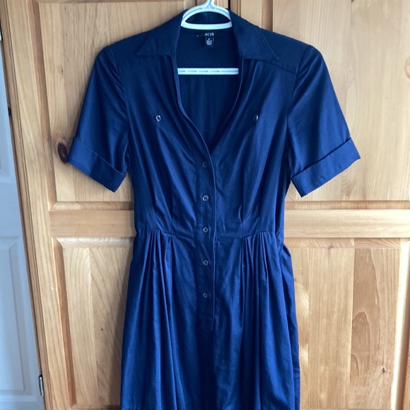 Jacob Navy Blue Belted Short Sleeve Shirt Dress - Picture 5 of 8